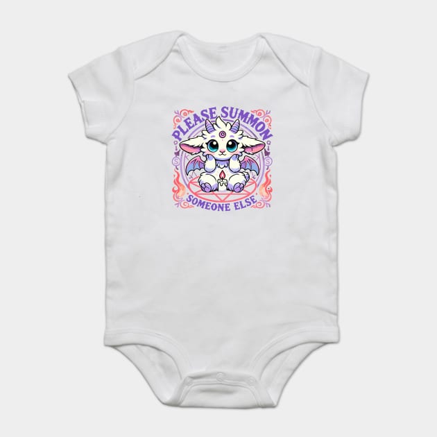 Please Summon Someone Else Funny Baphomet Baby Bodysuit by creative